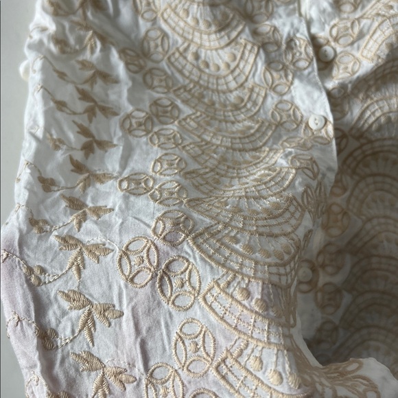 TINY x Anthro White Button Down Embroidered Corset Lace Sleeveless Boho Top XS - Picture 7 of 8